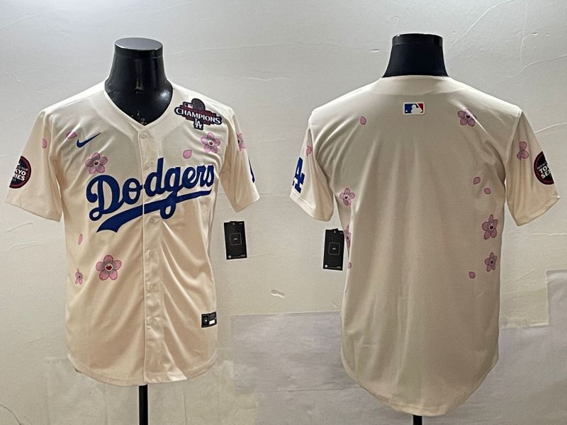 Men Los Angeles Dodgers Blank Cream Sakura Edition 2025 Nike MLB Jersey style 2